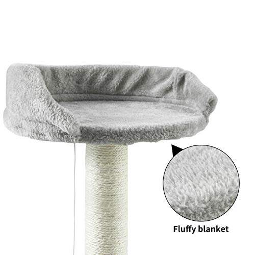 ScratchMe Cat Tree Condo with Scratching Post, Cat Tower Pet Play House with Toy, Grey