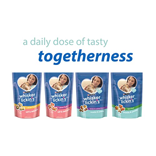 Purina Whisker Lickin's Cat Treats, Crunchy & Yummy Chicken & Seafood Flavors - (7) 6.5 oz. Pouches