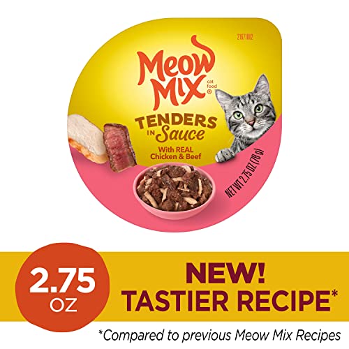 Meow Mix Tender Favorites Wet Cat Food, Chicken & Beef, 2.75 Ounce Cup (Pack of 12)
