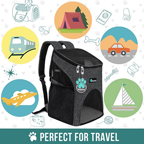 PetAmi Premium Pet Carrier Backpack for Small Cats and Dogs | Ventilated Design, Safety Strap, Buckle Support | Designed for Travel, Hiking & Outdoor Use (Gray)