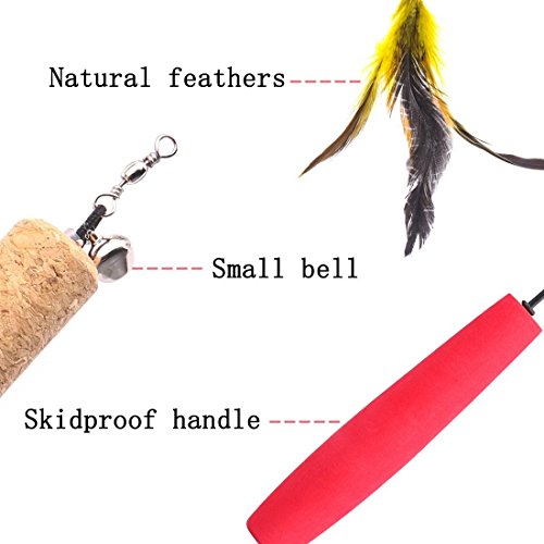 JTEEY Cat Toys Interactive,9 Packs Retractable Cat Toy Wand, Cat Feather Toy, Assorted Refills Teaser Exerciser Wand Toy Set,Fish Bird Butterfly Dragonfly Worm