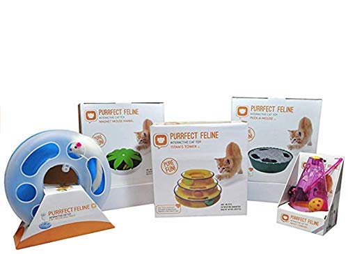 Purrfect Feline Titan's Tower - New Safer Bar Design, Interactive Cat Ball Toy, Exerciser Game, Teaser, Anti-Slip, Active Healthy Lifestyle, Suitable for Multiple Cats 3 Tier (3 Level, Orange)