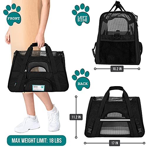 PetAmi Premium Airline Approved Soft-Sided Pet Travel Carrier | Ideal for Small - Medium Sized Cats, Dogs, and Pets | Ventilated, Comfortable Design with Safety Features (Small, Black)