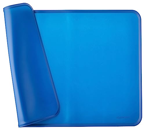 AmazonBasics Waterproof Anti-Slip Silicone Pet Food and Water Bowl Mat, 24 x 16 Inches, Blue