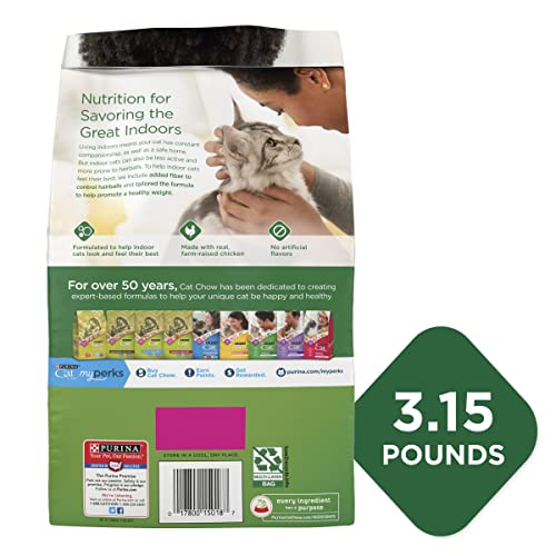 Purina Cat Chow Hairball, Healthy Weight, Indoor Dry Cat Food, Indoor - (4) 3.15 lb. Bags