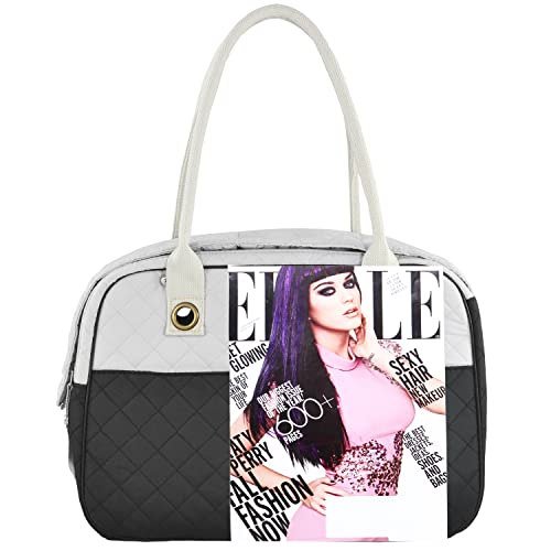 MG Collection Black/Gray Designer Inspired Stylish Quilted Soft Sided Travel Dog and Cat Pet Carrier Tote Hand Bag