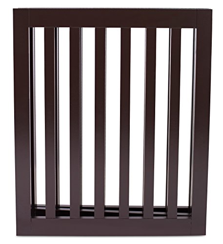 Internet's Best Traditional Dog Gate - 3 Panel - 24 Inch Step Over Fence - Free Standing Folding Z Shape Indoor Doorway Hall Stairs Pet Puppy Gate - Fully Assembled - Espresso - MDF