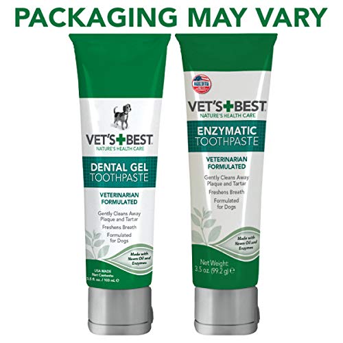 Vets Best Dog Toothbrush and Enzymatic Toothpaste Set | Teeth Cleaning and Fresh Breath Kit with Dental Care Guide| Vet Formulated