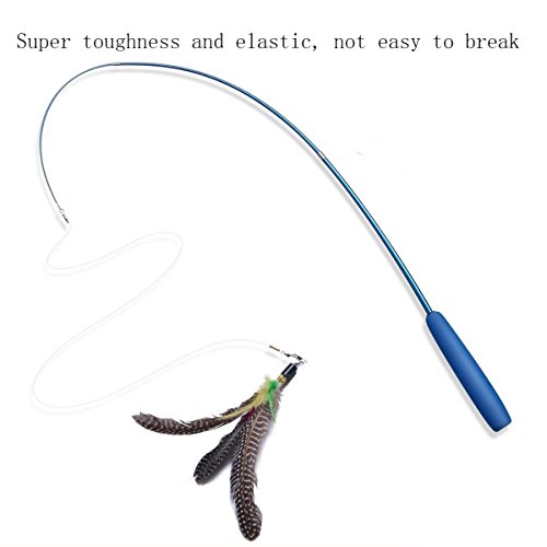 JTEEY Cat Toys Interactive,9 Packs Retractable Cat Toy Wand, Cat Feather Toy, Assorted Refills Teaser Exerciser Wand Toy Set,Fish Bird Butterfly Dragonfly Worm