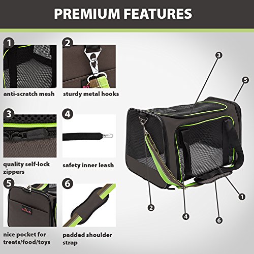 Soft-Sided Pet Travel Carrier, Airline Approved Dog Cat Carrier for Medium Puppy and Cats