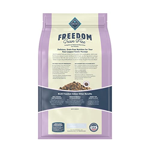 Blue Buffalo Freedom Grain Free Natural Indoor Kitten Dry Cat Food, Chicken 5-lb.