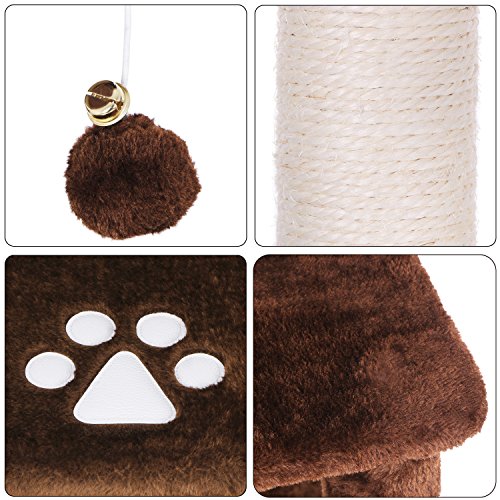 BEWISHOME Cat Tree with Sisal Scratching Posts, 2 Condos, Plush Perches, Jingly Balls and Hammock, Cat Condo Tower Furniture Kitty Kitten Activity Center Pet Play House Brown MMJ01Z