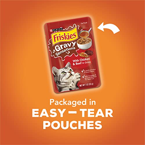 Purina Friskies Gravy Sensations Variety Packs Wet Cat Food, Poultry Favorites Variety Pack, 36 Ounces, Pack of 12