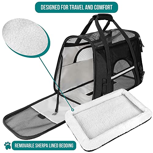PetAmi Premium Airline Approved Soft-Sided Pet Travel Carrier | Ideal for Small - Medium Sized Cats, Dogs, and Pets | Ventilated, Comfortable Design with Safety Features (Small, Black)