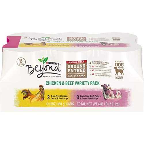 Purina Beyond Grain Free, Natural Pate Wet Dog Food, Chicken & Beef Recipe Variety Pack - (2 Packs of 6) 13 oz. Cans