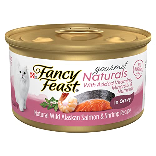 Purina Fancy Feast Natural Wet Cat Food, Gourmet Naturals Wild Alaskan Salmon & Shrimp in Gravy - 3 oz. Can (Pack of 12)