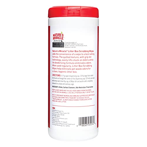 Nature's Miracle Just for Cats Litter Box Scrubbing Wipes, 30 Count (NM-5574)