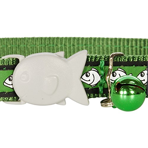 Red Dingo Reflective Cat Collar, One Size Fits All, Green