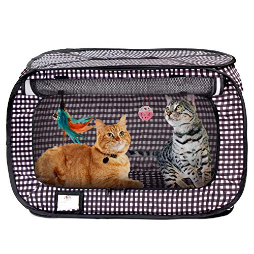 Cat Crate, Stress Free Travel Cat Kennel, Portable Indoor Outdoor Pet Crate, Cat Cage Condo Includes Storage Bag, 4 Cat Toys