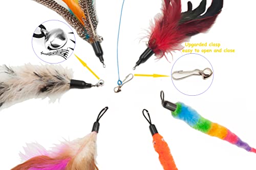 Fashion's Talk Feather Wire Wands Kitten Toys Worm Teaser Wand Cat Toy with Replacement Pack