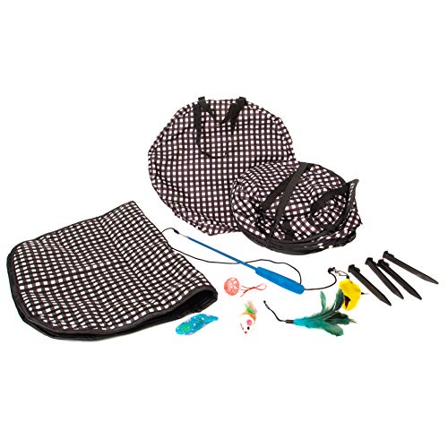 Cat Crate, Stress Free Travel Cat Kennel, Portable Indoor Outdoor Pet Crate, Cat Cage Condo Includes Storage Bag, 4 Cat Toys