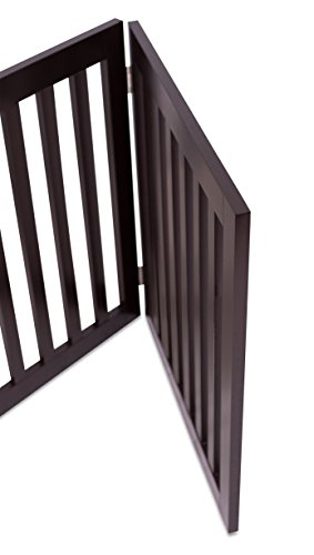 Internet's Best Traditional Dog Gate - 3 Panel - 24 Inch Step Over Fence - Free Standing Folding Z Shape Indoor Doorway Hall Stairs Pet Puppy Gate - Fully Assembled - Espresso - MDF