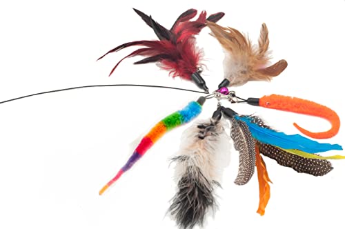 Fashion's Talk Feather Wire Wands Kitten Toys Worm Teaser Wand Cat Toy with Replacement Pack