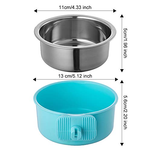 Ordermore Crate Dog Bowl,Stainless Steel Removable Hanging Food Water Bowl Cage Coop Cup for Dogs,Cats,Birds,Small Animals,Holds 14 Ounce