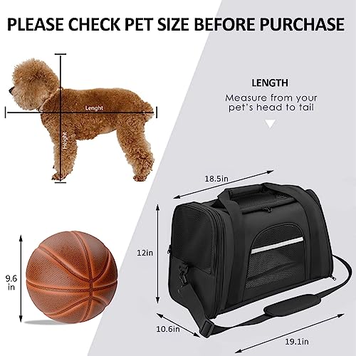 Pet Carrier Airline Approved Pet Carrier Puppy Dog Carriers for Small Dogs, Cat Carriers for Medium Cats Small Cats, Small Pet Carrier Small Dog Carrier Airline Approved Cat Travel Carrier-ALL Black