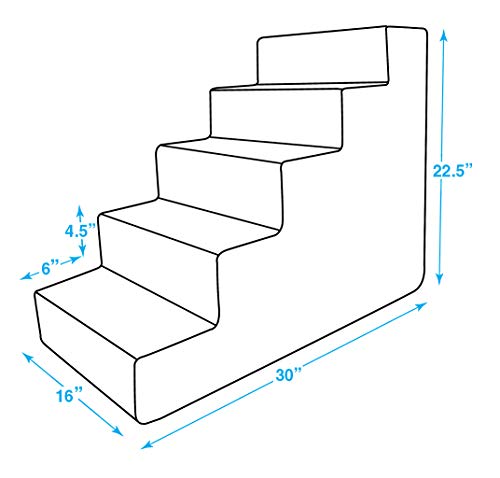 USA Made Pet Steps/Stairs with CertiPUR-US Certified Foam for Dogs & Cats by Best Pet Supplies - Gray, 5-Step (H: 22.5")