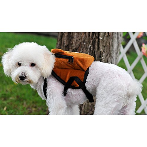 BUYITNOW Cute Pet Backpack Harness Travel Outdoor Hiking Adjustable Leash Saddlebag for Small Dogs