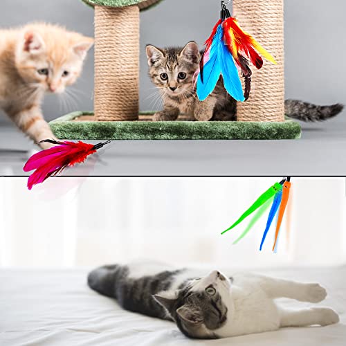 SUIYI Cat Feather Toys 17 Packs, Retractable Cat Wand Toys and Replacement Refills with Bells, Interactive Cat Toys for Cat Exercise