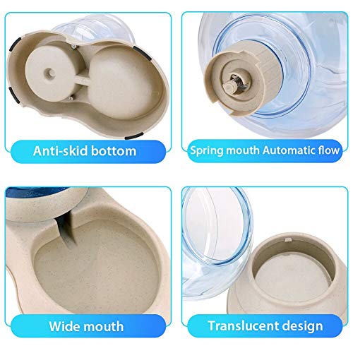 Automatic Cat Feeder and Water Dispenser in Set with Pet Food Mat for Small Medium Dog Pets Puppy Kitten Big Capacity 1 Gallon x 2