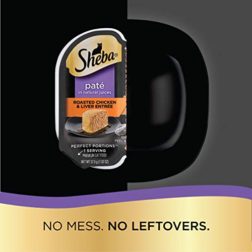 SHEBA PERFECT PORTIONS Soft Wet Cat Food Paté in Natural Juices Roasted Chicken & Liver Entrée, (24) 2.6 oz. Easy Peel Twin-Pack Trays