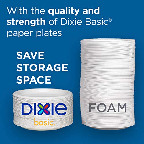 Dixie Basic 8.5 Light-Weight Paper Plates by GP PRO (Georgia-Pacific), White, DBP09W, 500 Count (125 Plates Per Pack, 4 Packs Per Case)