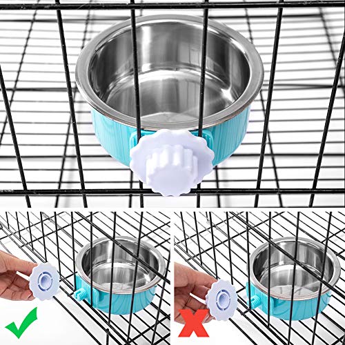 Ordermore Crate Dog Bowl,Stainless Steel Removable Hanging Food Water Bowl Cage Coop Cup for Dogs,Cats,Birds,Small Animals,Holds 14 Ounce