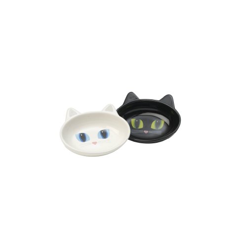PetRageous Oval Frisky Kitty Pet Bowl, 5.5-Inch, Black