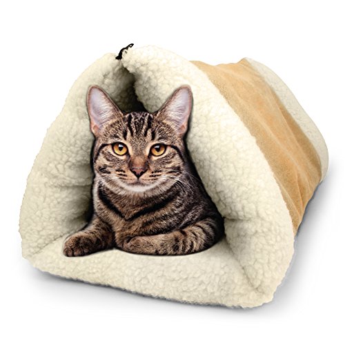PARTYSAVING PET Palace 2-in-1 Pet Bed Snooze Tunnel and Mat for Pets Cats Dogs and Kittens for Travel or Home, APL1343, Beige