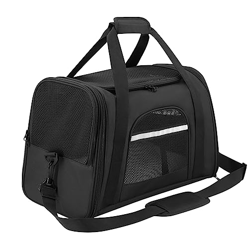 Pet Carrier Airline Approved Pet Carrier Puppy Dog Carriers for Small Dogs, Cat Carriers for Medium Cats Small Cats, Small Pet Carrier Small Dog Carrier Airline Approved Cat Travel Carrier-ALL Black