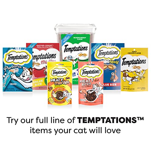 TEMPTATIONS Classic Crunchy and Soft Cat Treats Seafood Medley Flavor, 6.3 oz. Pouch