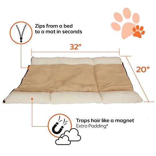 PARTYSAVING PET Palace 2-in-1 Pet Bed Snooze Tunnel and Mat for Pets Cats Dogs and Kittens for Travel or Home, APL1343, Beige