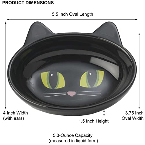 PetRageous Oval Frisky Kitty Pet Bowl, 5.5-Inch, Black