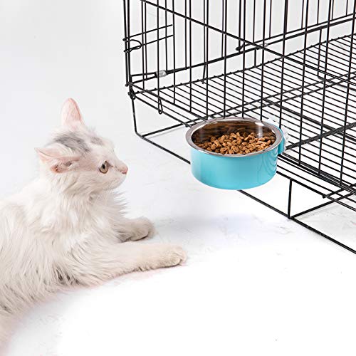 Ordermore Crate Dog Bowl,Stainless Steel Removable Hanging Food Water Bowl Cage Coop Cup for Dogs,Cats,Birds,Small Animals,Holds 14 Ounce