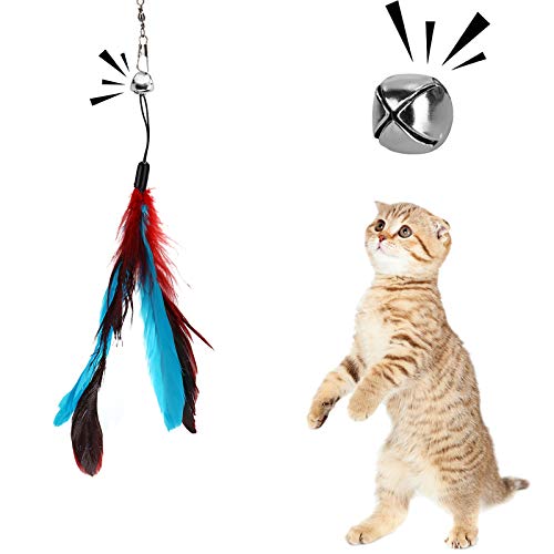 Depets Feather Teaser Cat Toy, Retractable Cat Wand Toy & 5PCS Assorted Teaser Refills with Bell, Interactive Catcher Teaser Toy Cat Feather Toy Funny Exercise for Indoor Cat and Kitten