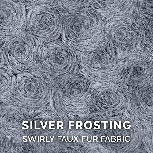 Furhaven Pet Dog Bed | Round Plush Faux Fur Ultra Calming Deep Sleep Cushion Non-Skid Cuddler Donut Pet Bed w/ Removable Cover for Dogs & Cats, Silver Frosting, Large