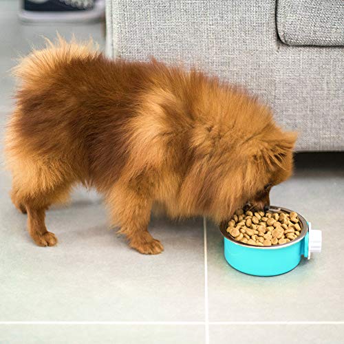 Ordermore Crate Dog Bowl,Stainless Steel Removable Hanging Food Water Bowl Cage Coop Cup for Dogs,Cats,Birds,Small Animals,Holds 14 Ounce