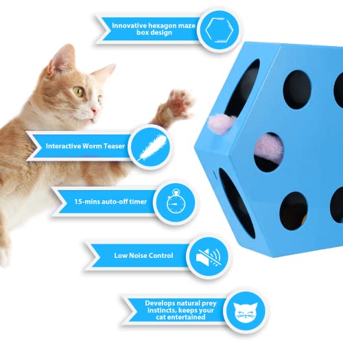 WINGPET Interactive Cat Toys Electronic - Newest Version Smart Motion Cat Toy Automatic with Worm Tail & Catnip Ball Random Rotating, Pet Kitten Stimulation Toys (Auto Off Timer, Battery Included)