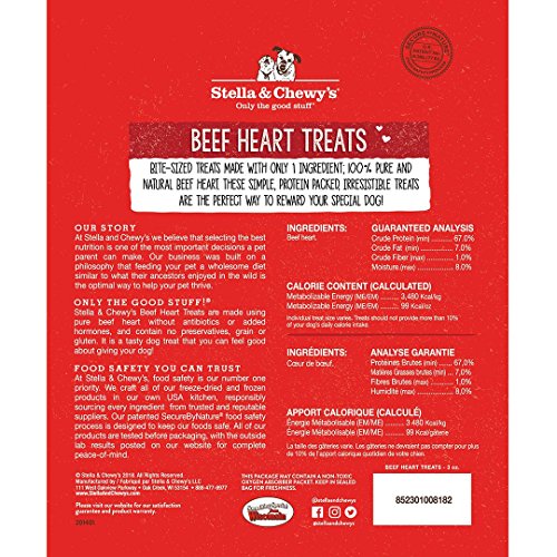 Stella & Chewy's Freeze-Dried Raw Beef Heart Treats, 3 oz bag
