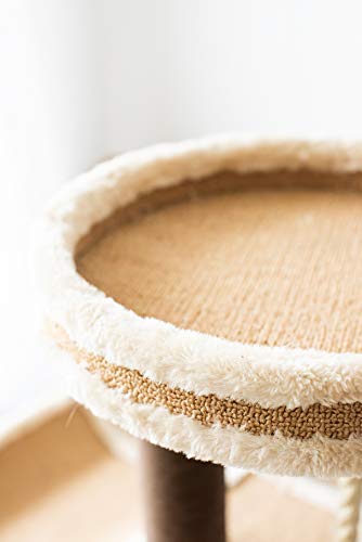 Catry, Cat Tree Cradle Bed with Natural Sisal Scratching Posts and Teasing Rope for Kitten (Beige)