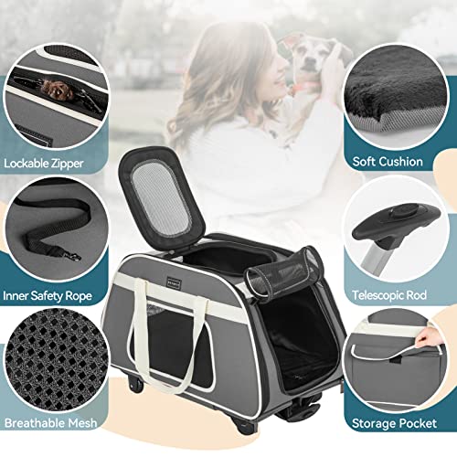 Petsfit Rolling Pet Carrier for Pets up to 28 Pounds, Not Airline Approved